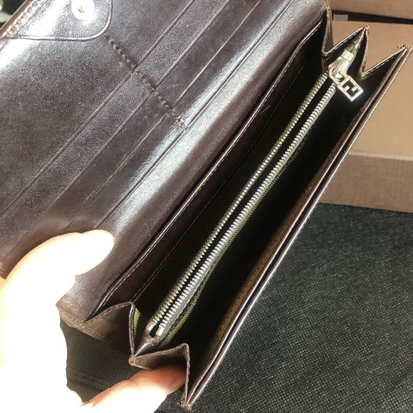 MFENDI Zucca Navy Canvas and Brown Leather Snap Bifold Wallet - Picture 7 of 16